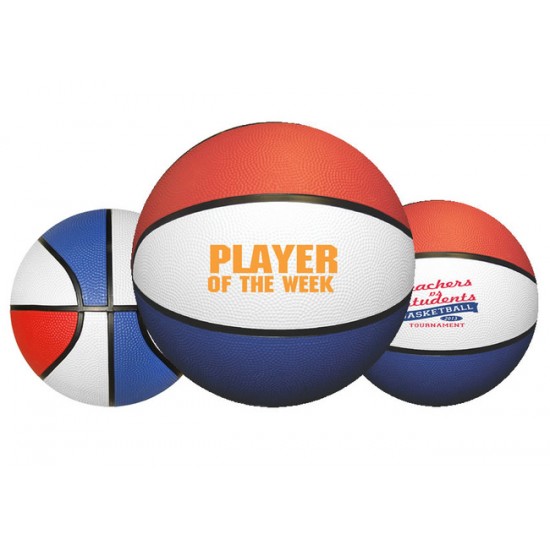 Custom Logo Red/ White/ Blue Full Size Rubber Basketball